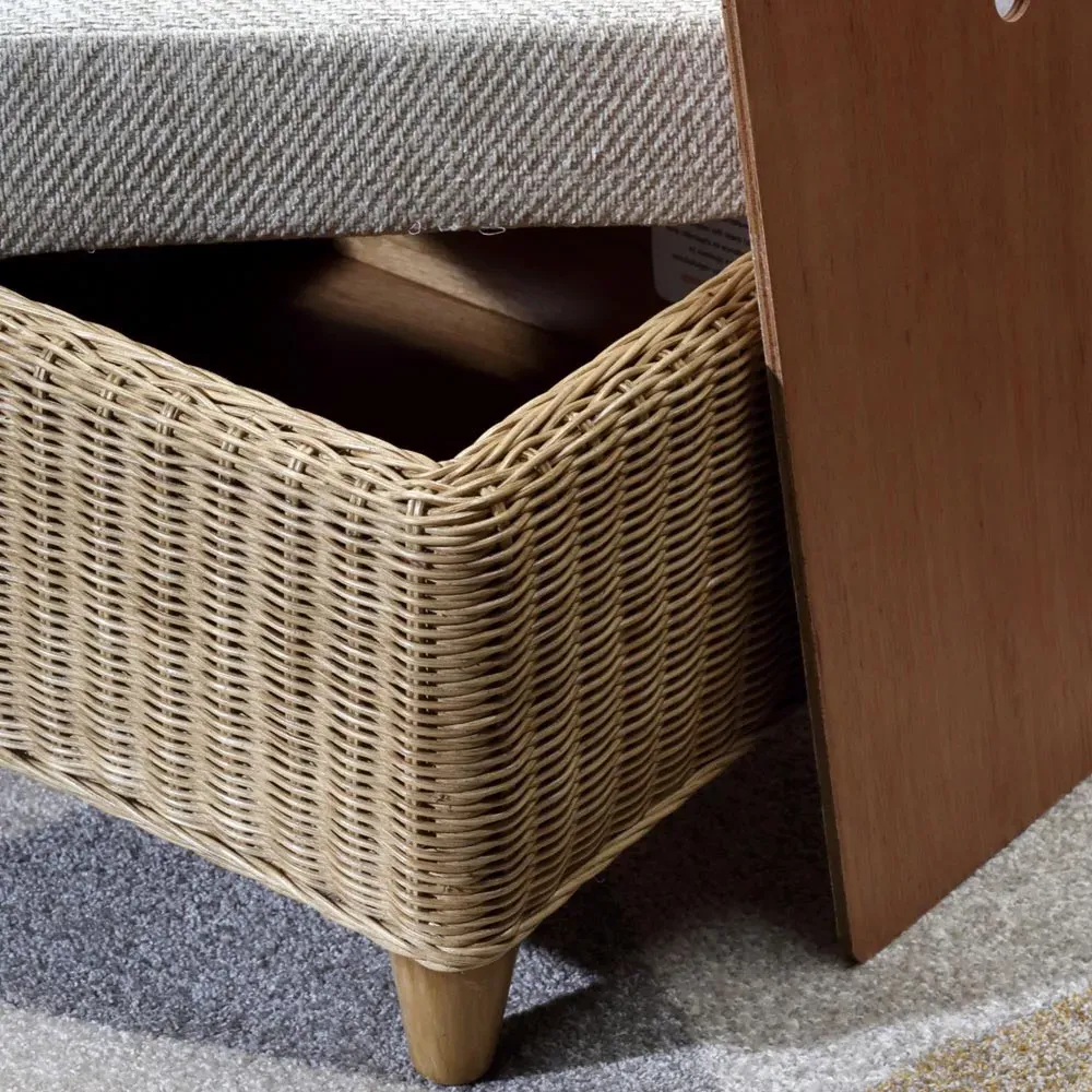 Seville Jasper Footstool - Light Oak, Rattan