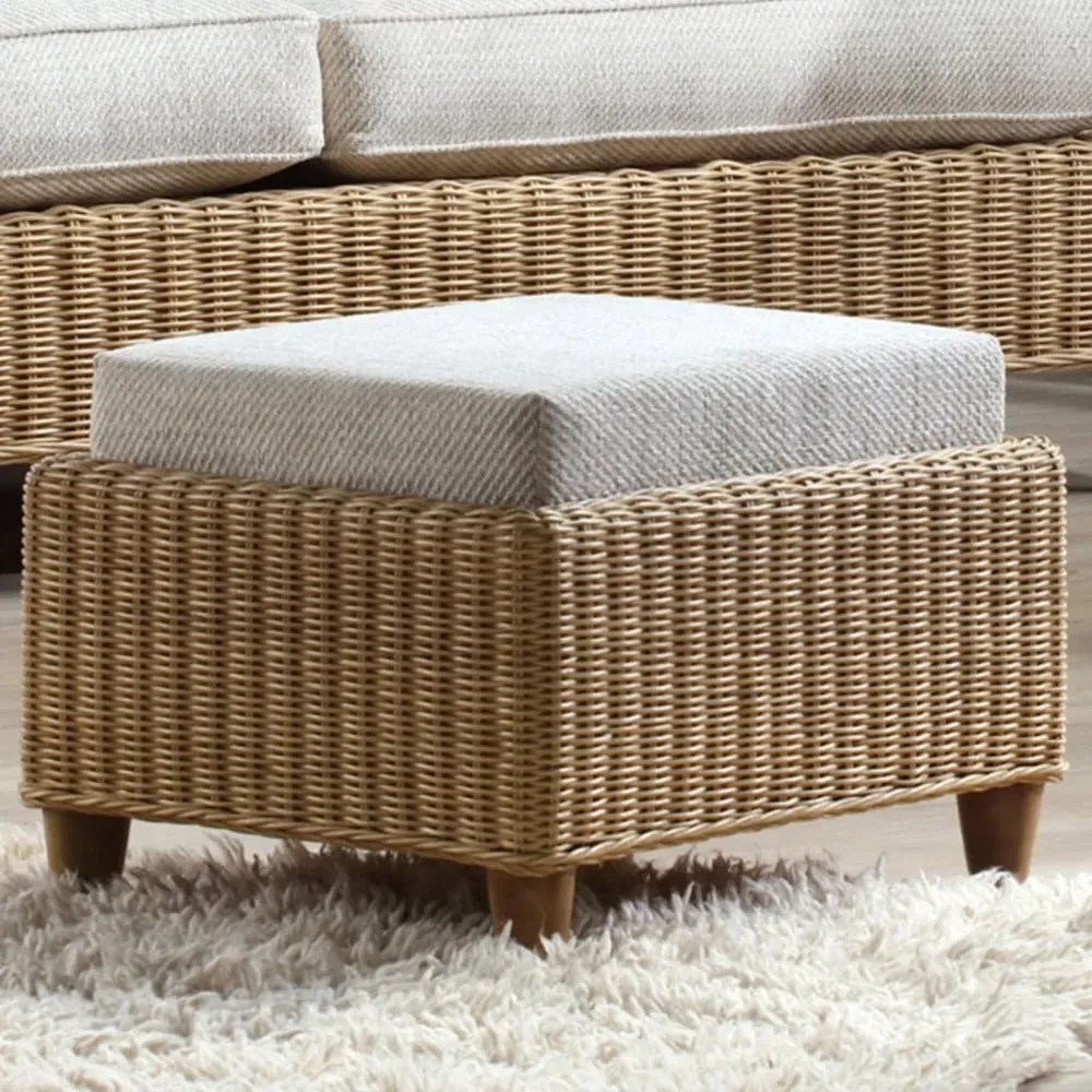 Seville Jasper Footstool - Light Oak, Rattan