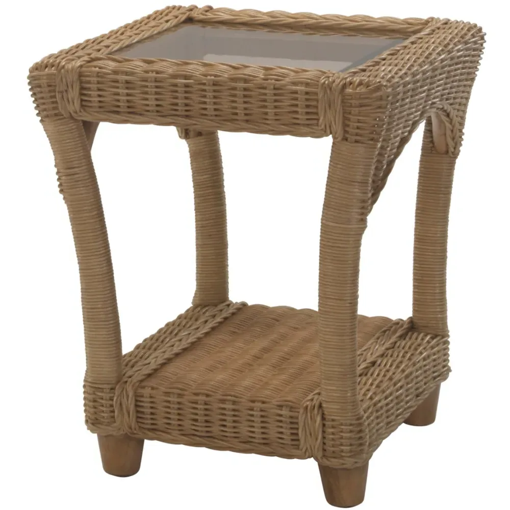 Seville Lamp Table - Light Oak, Rattan