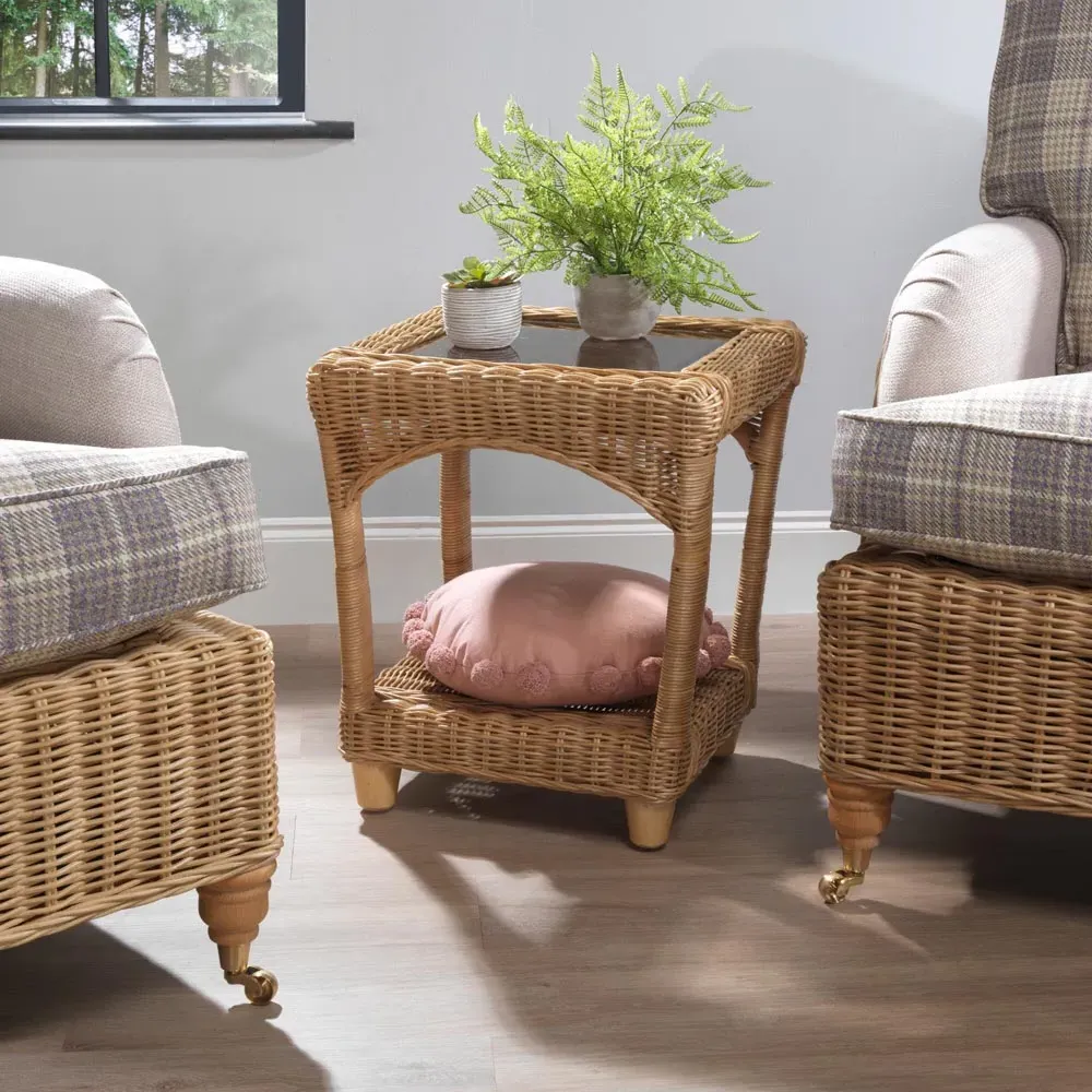 Seville Lamp Table - Light Oak, Rattan