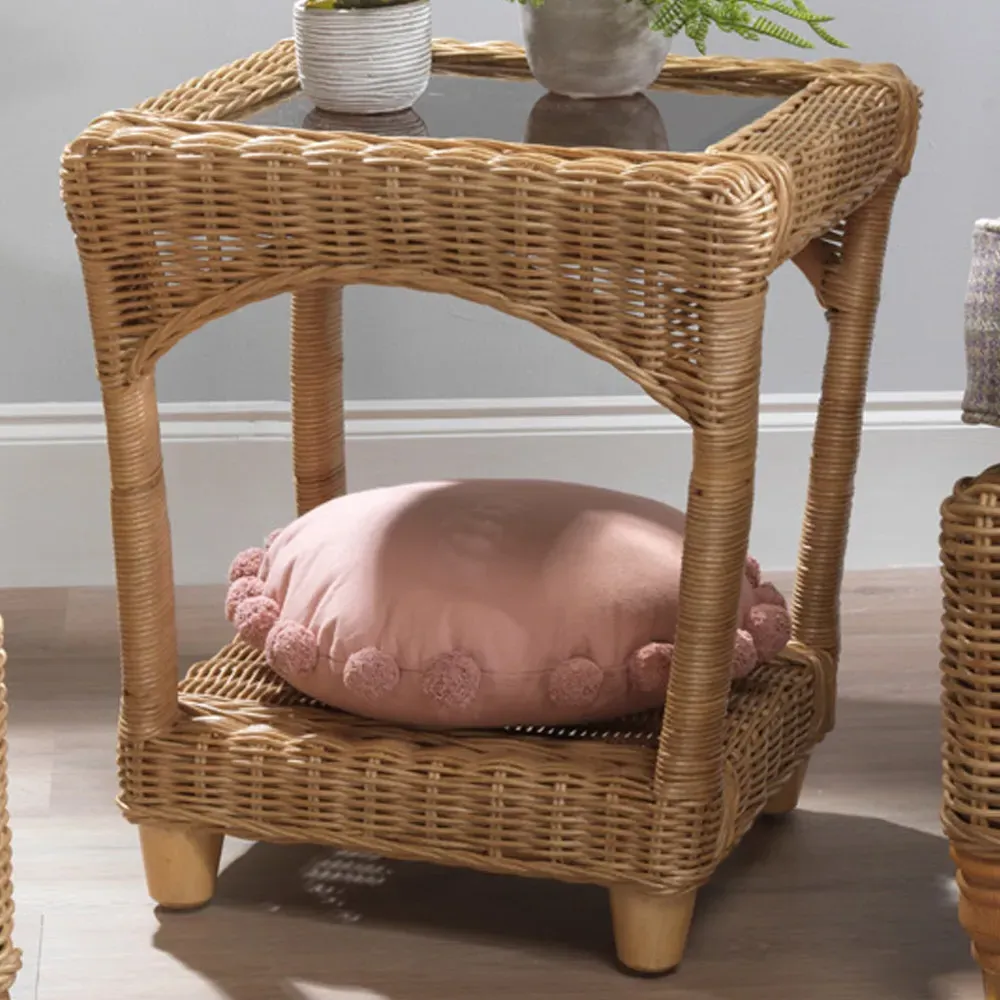 Seville Lamp Table - Light Oak, Rattan image