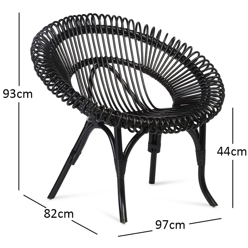 Shanghai Wicker Chair - Black, Rattan