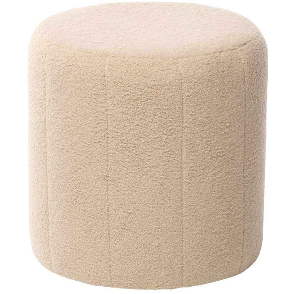 Small Round Pouffe - Cream, Boucle Fabric