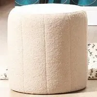 Small Round Pouffe - Cream, Boucle Fabric