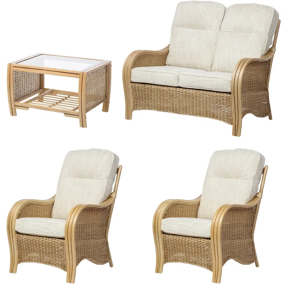 Turin 4-Seater Sofa Set with Jasper Cushion - Light Oak