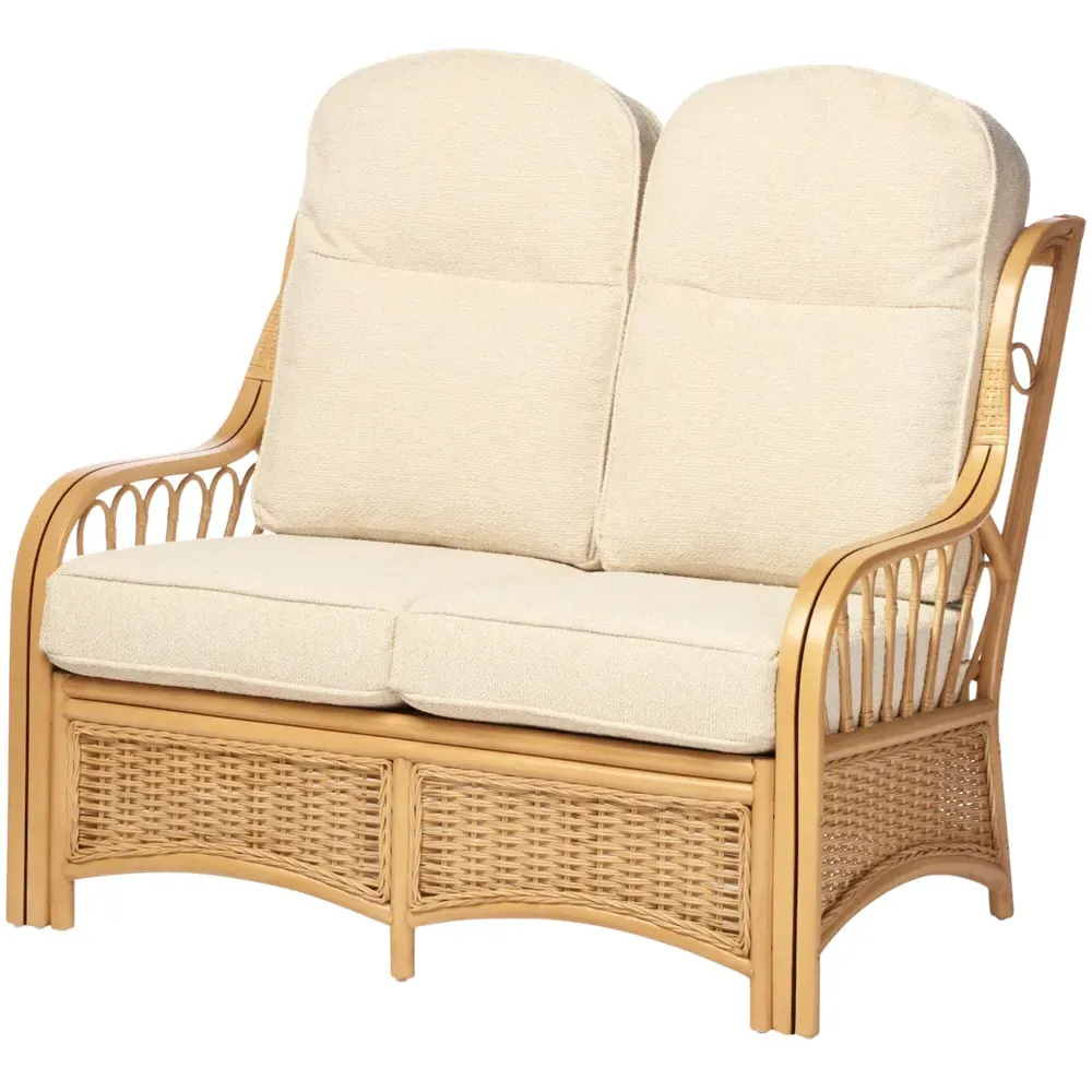 Vale 2-Seater Cloud Sofa - Light Oak, Rattan