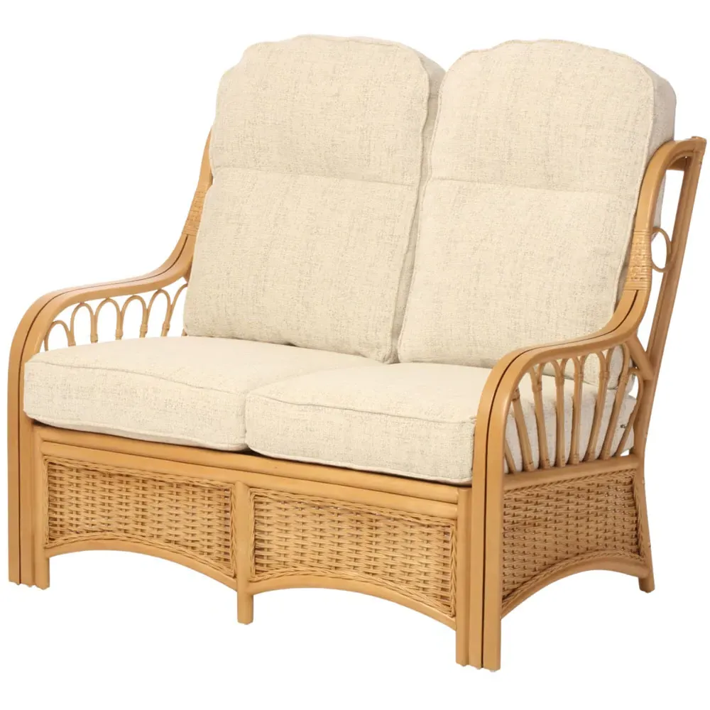 Vale 2-Seater Light Oak Athena Plain Sofa - Brown, Rattan