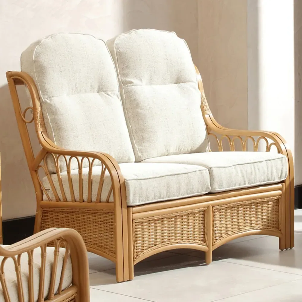 Vale 2-Seater Light Oak Athena Plain Sofa - Brown, Rattan