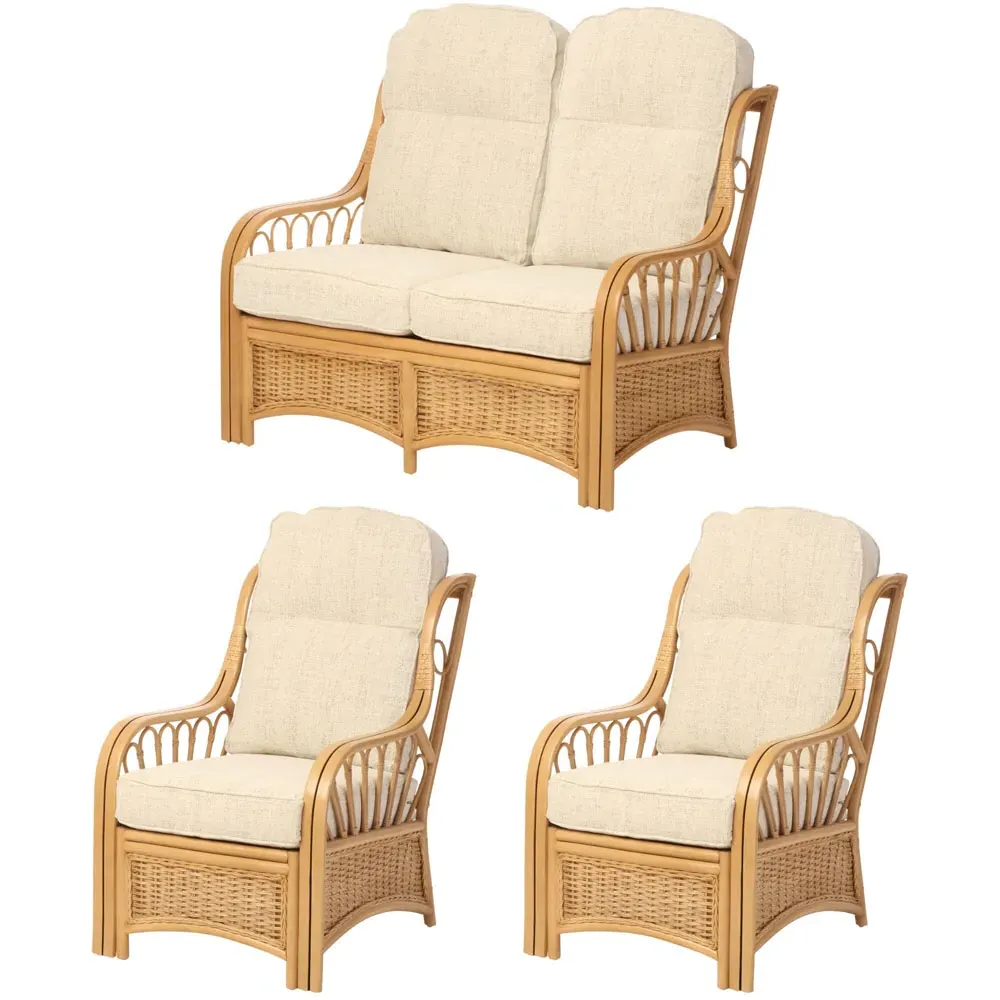 Vale 2-Seater Light Oak Athena Plain Suite - Brown, Rattan