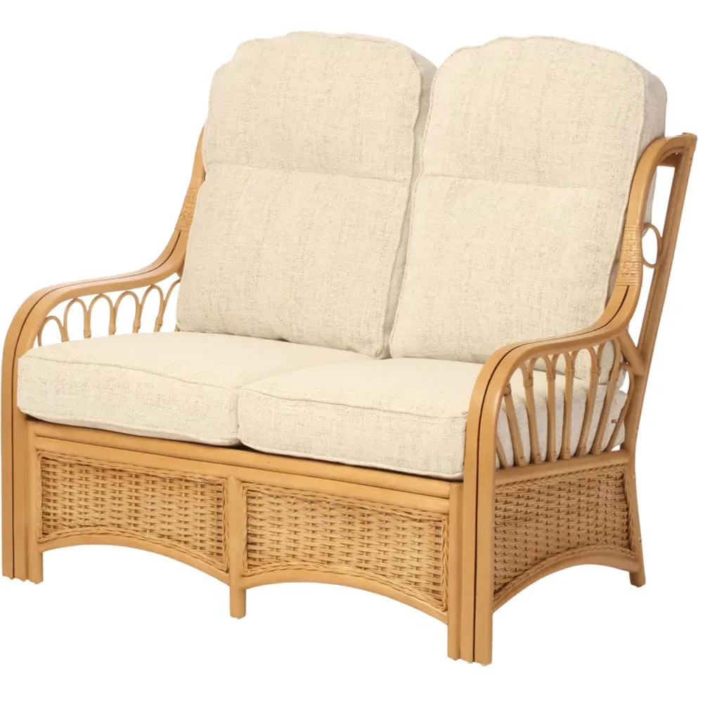 Vale 2-Seater Light Oak Athena Plain Suite - Brown, Rattan