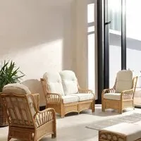 Vale 2-Seater Light Oak Athena Plain Suite - Brown, Rattan