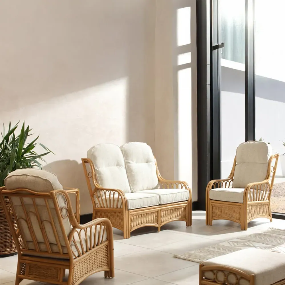 Vale 2-Seater Light Oak Athena Plain Suite - Brown, Rattan