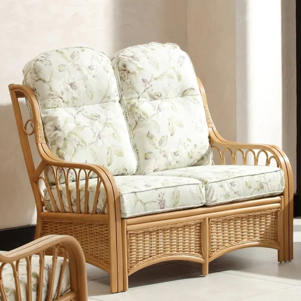 Vale 2-Seater Light Oak Lily Sofa - Brown, Rattan