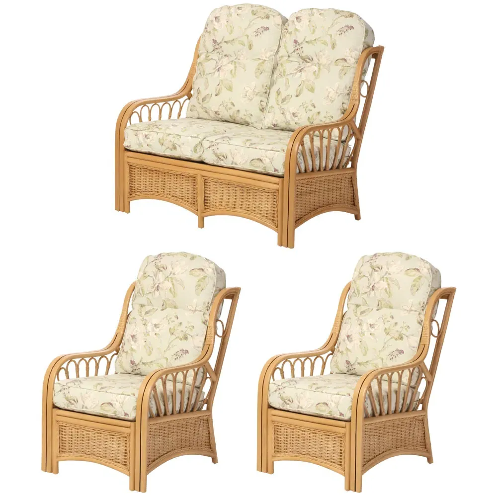 Vale 2-Seater Light Oak Lily Suite - Brown, Rattan