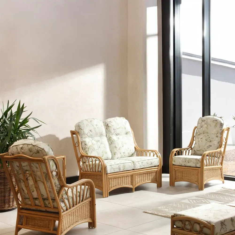 Vale 2-Seater Light Oak Lily Suite - Brown, Rattan
