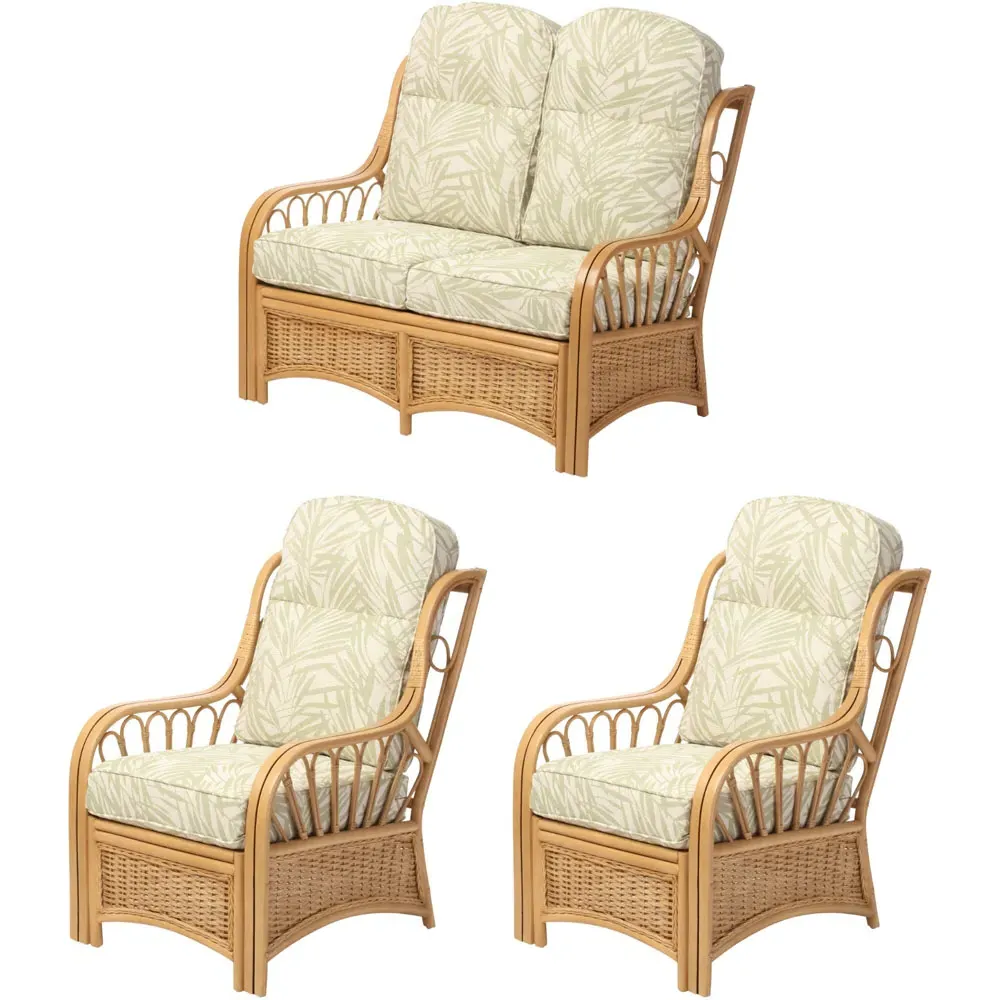 Vale 2-Seater Sofa - Light Oak, Rattan