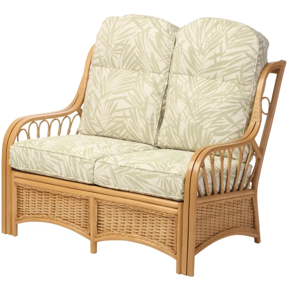 Vale 2-Seater Sofa - Light Oak, Rattan
