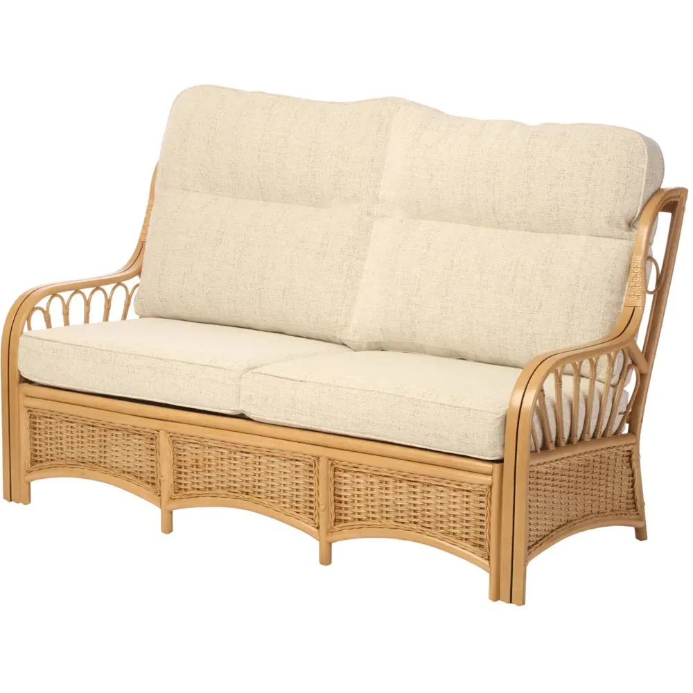 Vale 3-Seater Light Oak Athena Plain Sofa - Brown, Rattan