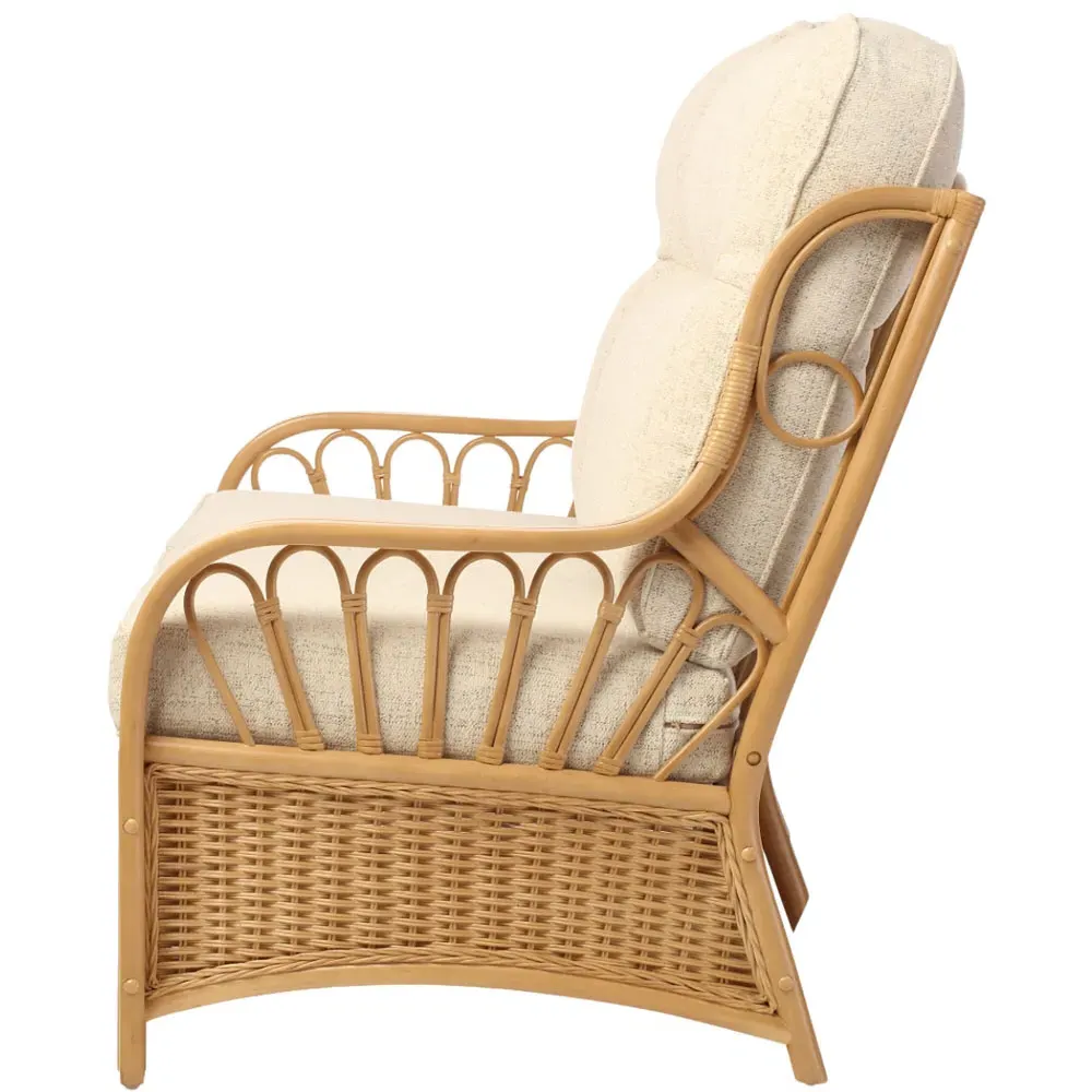 Vale 3-Seater Light Oak Athena Plain Sofa - Brown, Rattan