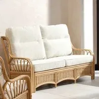 Vale 3-Seater Light Oak Athena Plain Sofa - Brown, Rattan