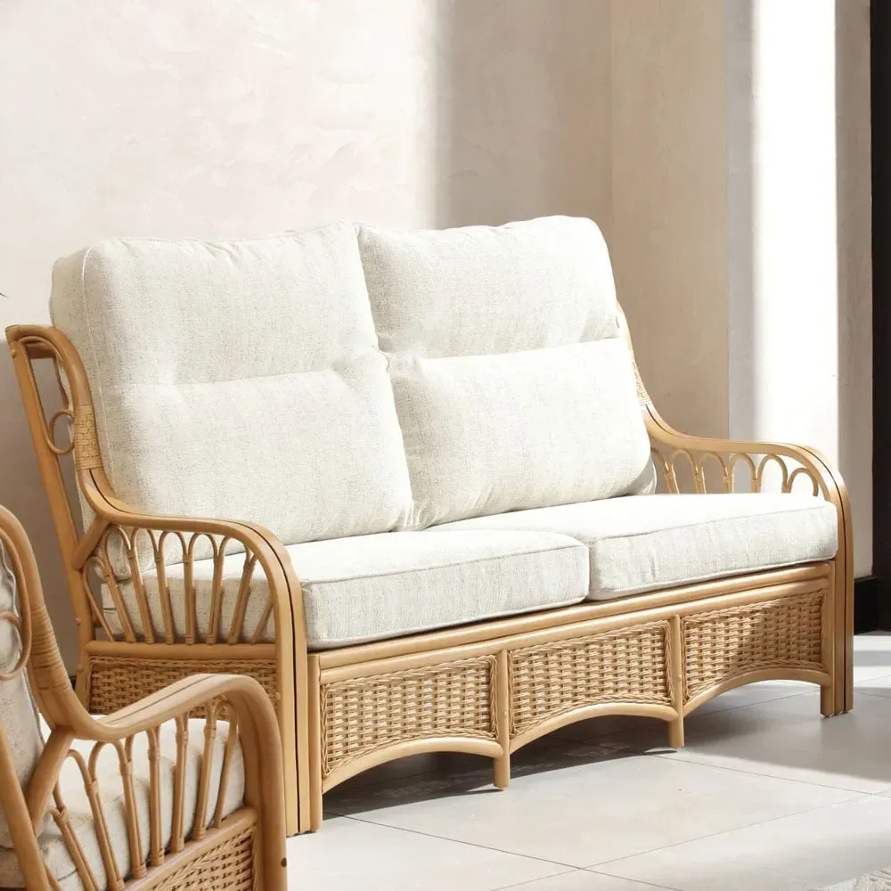 Vale 3-Seater Light Oak Athena Plain Sofa - Brown, Rattan