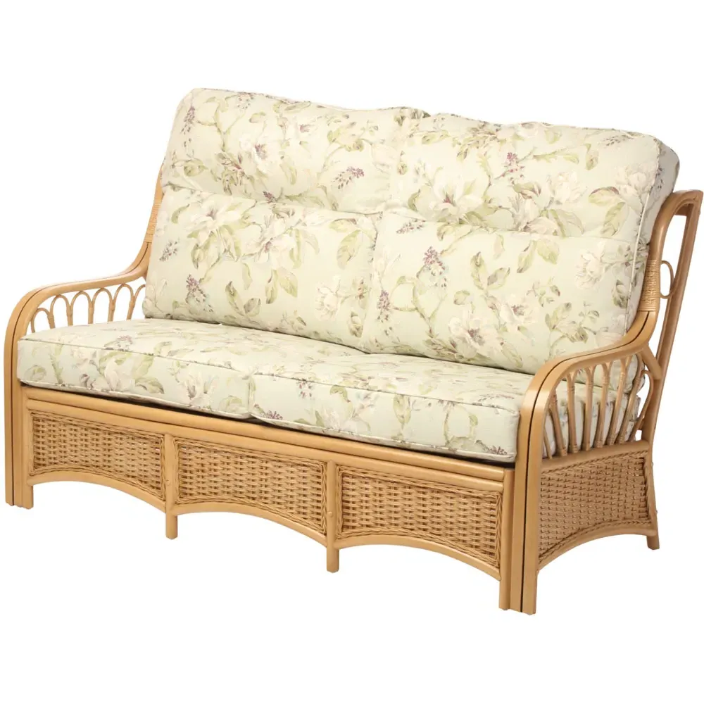 Vale 3-Seater Light Oak Lily Suite - Brown, Rattan