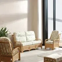 Vale 3-Seater Light Oak Lily Suite - Brown, Rattan