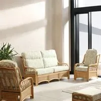 Vale 3-Seater Sofa - Light Oak, Rattan