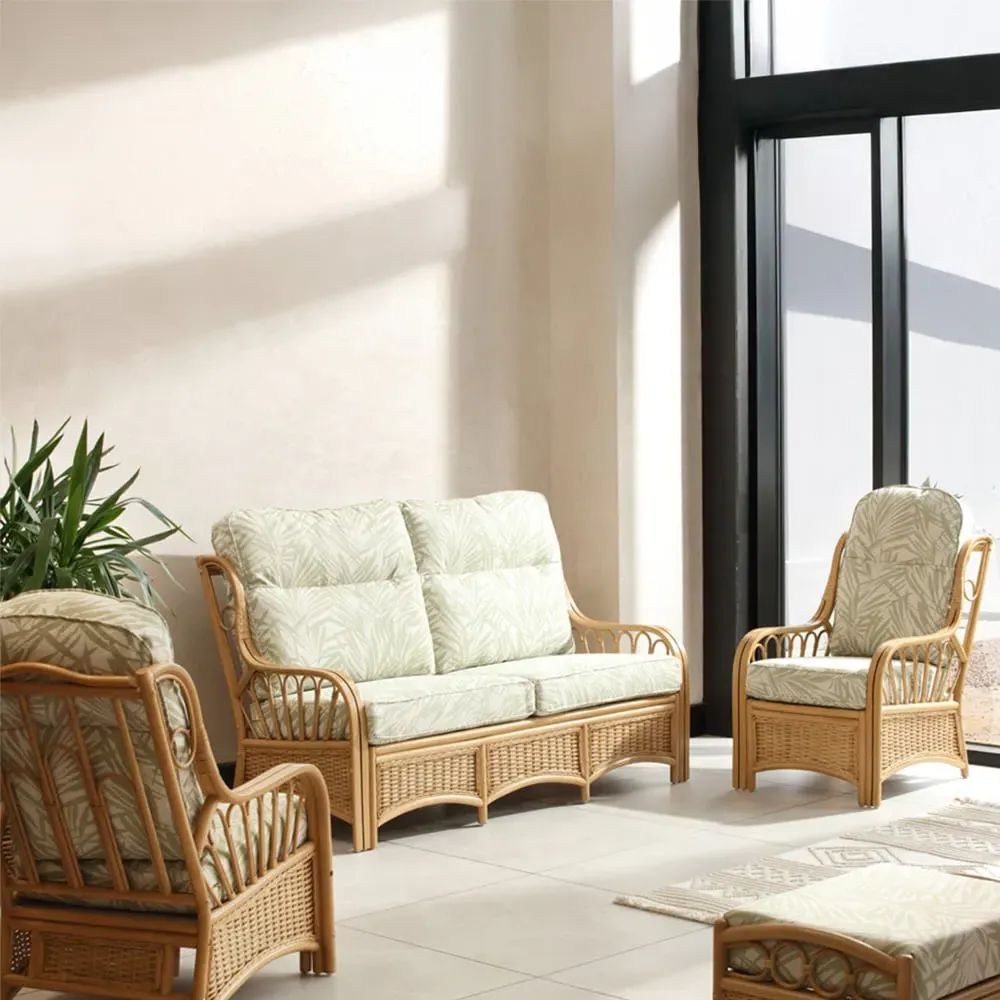 Vale 3-Seater Sofa - Light Oak, Rattan