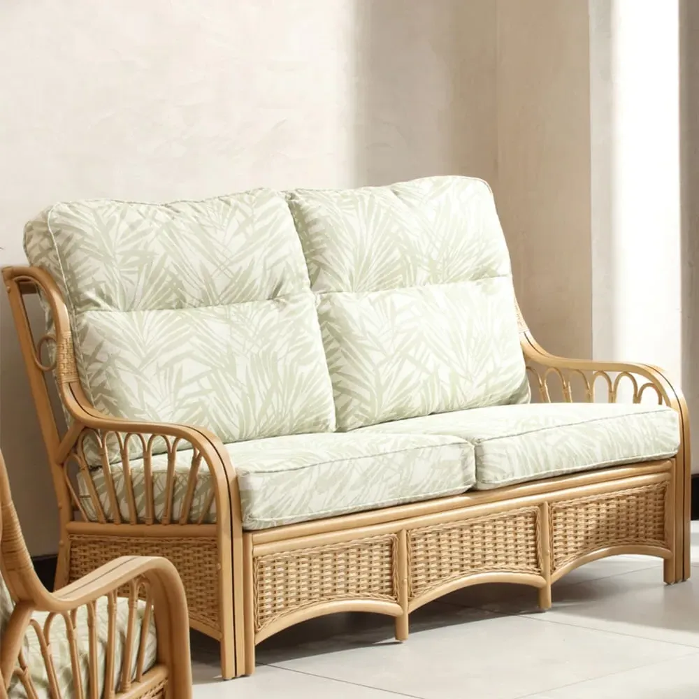 Vale 3-Seater Sofa - Light Oak, Rattan