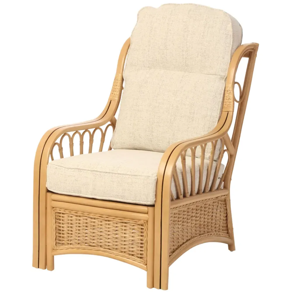 Vale Light Oak Athena Plain Armchair - Brown, Rattan
