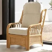Vale Light Oak Athena Plain Armchair - Brown, Rattan