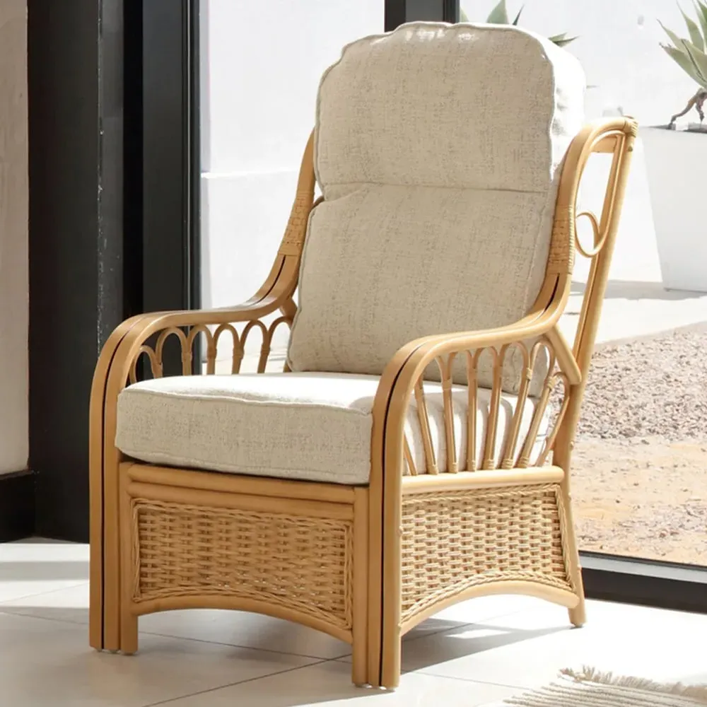 Vale Light Oak Athena Plain Armchair - Brown, Rattan image