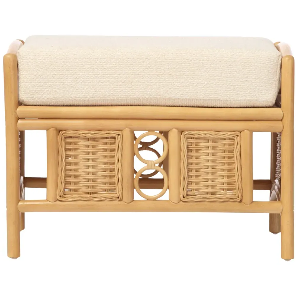 Vale Light Oak Rattan Footstool - Brown