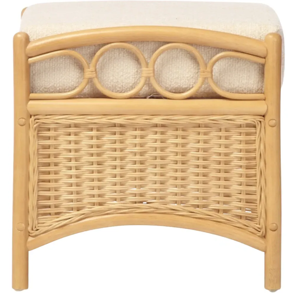 Vale Light Oak Rattan Footstool - Brown