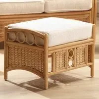Vale Light Oak Rattan Footstool - Brown