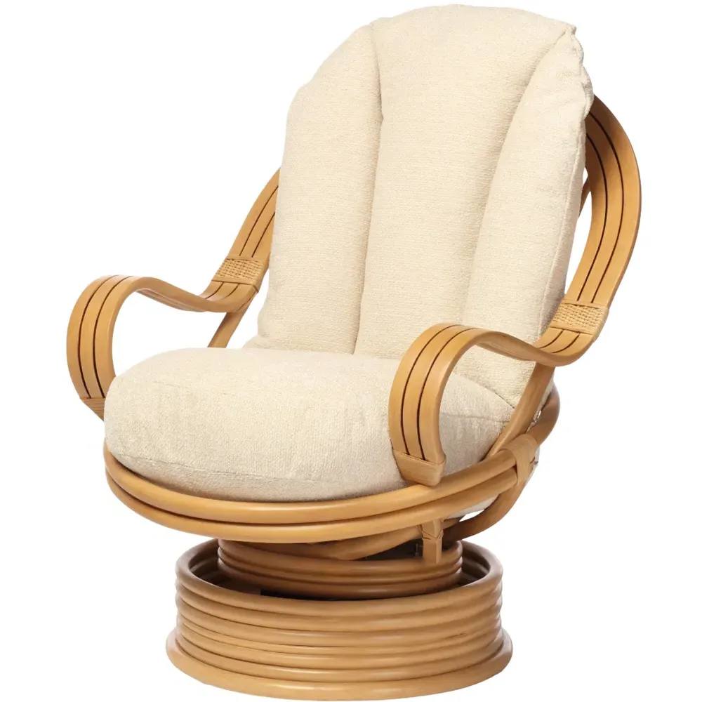 Vale Swivel Rocking Chair - Light Oak, Rattan