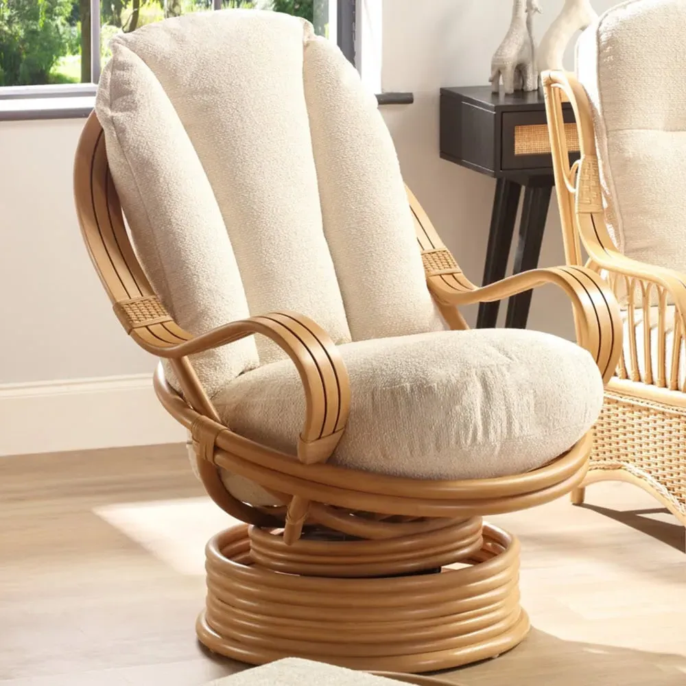 Vale Swivel Rocking Chair - Light Oak, Rattan image