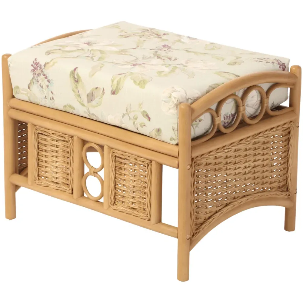 Vale Wicker Lily Footstool - Light Oak