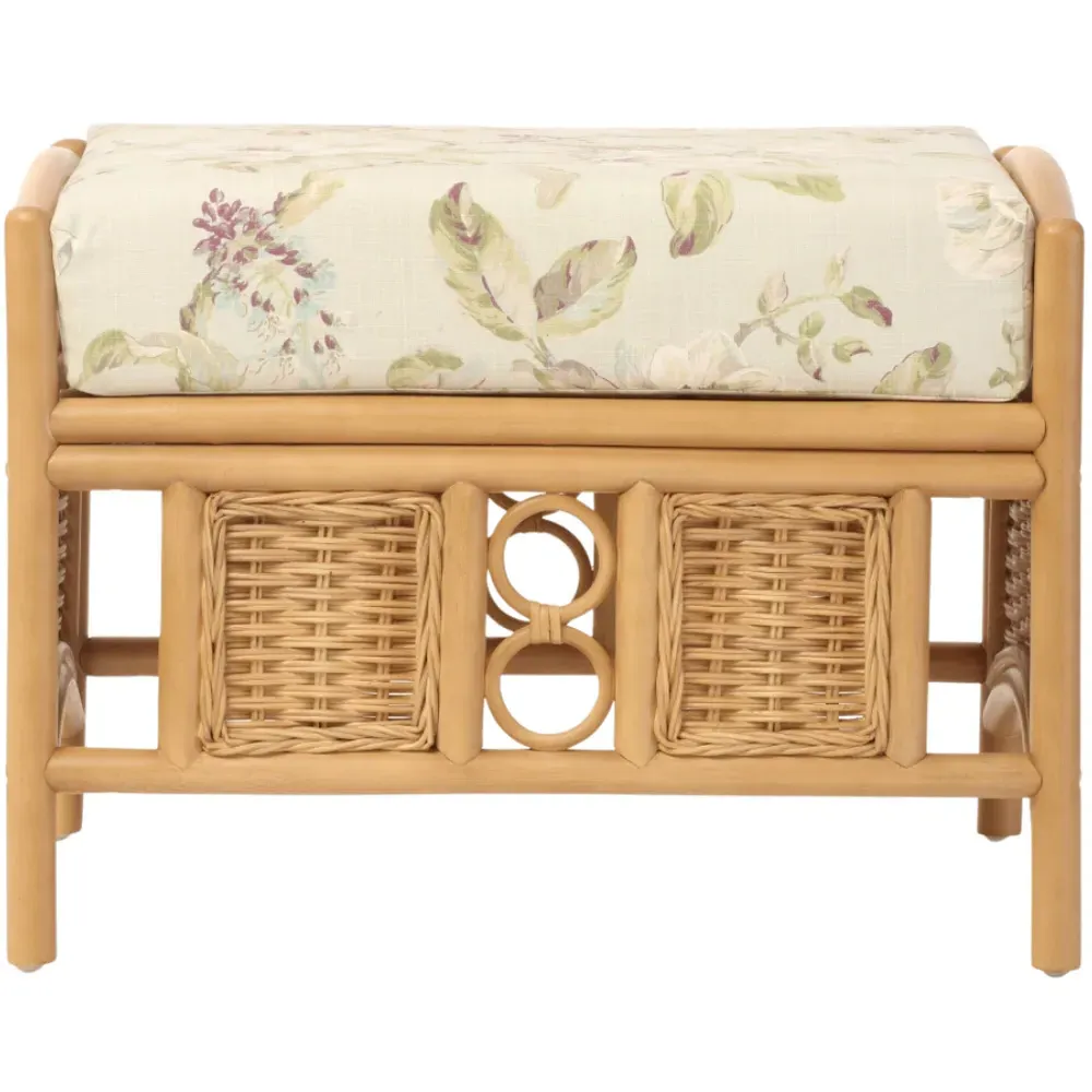 Vale Wicker Lily Footstool - Light Oak