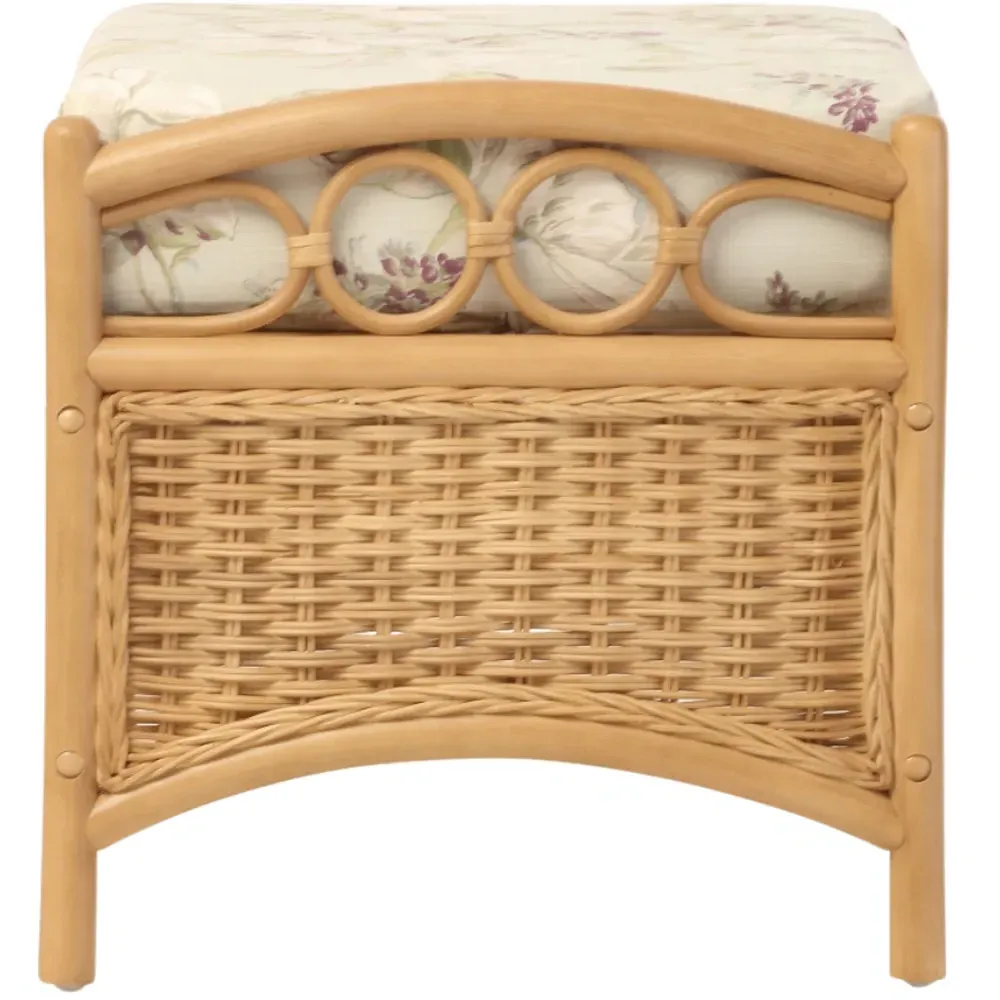 Vale Wicker Lily Footstool - Light Oak