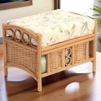 Vale Wicker Lily Footstool - Light Oak