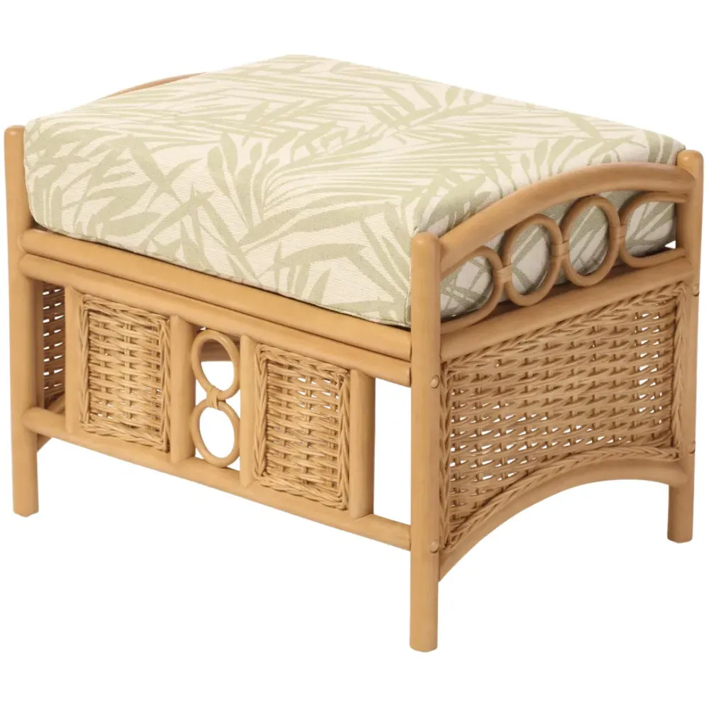 Vale Wicker Tropical Footstool - Light Oak