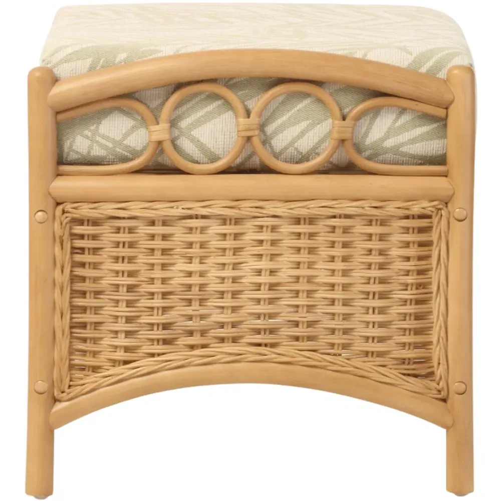 Vale Wicker Tropical Footstool - Light Oak