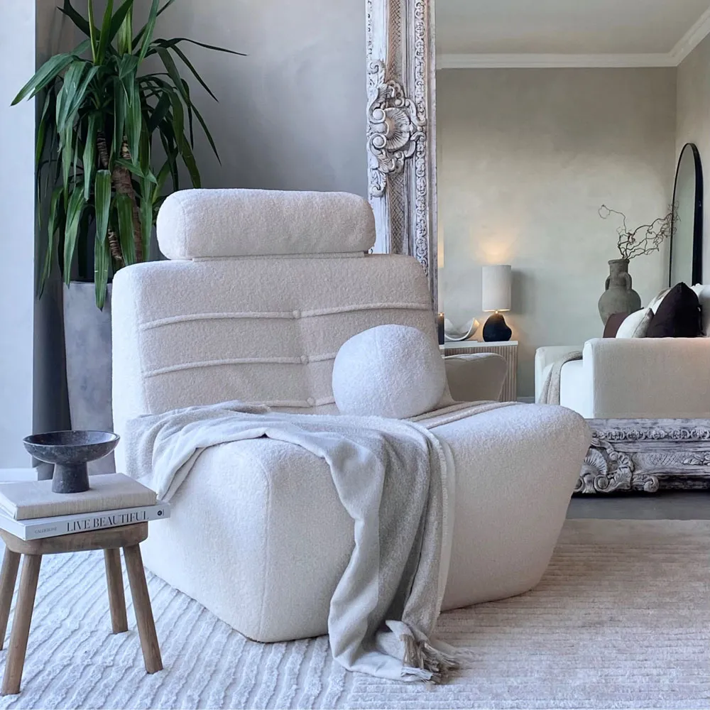 Vanilla Boucle Cosy Chair - White, Boucle Fabric