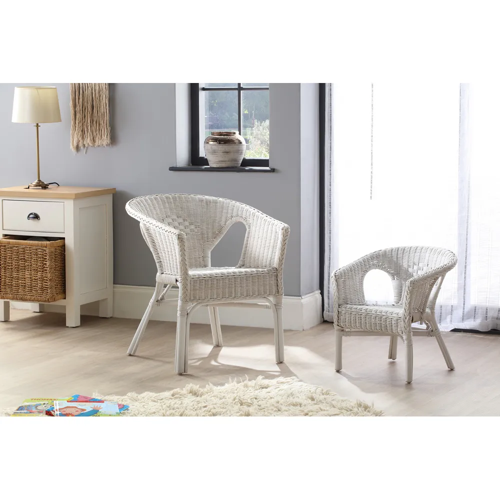 Wicker Loom Chair - White, Rattan