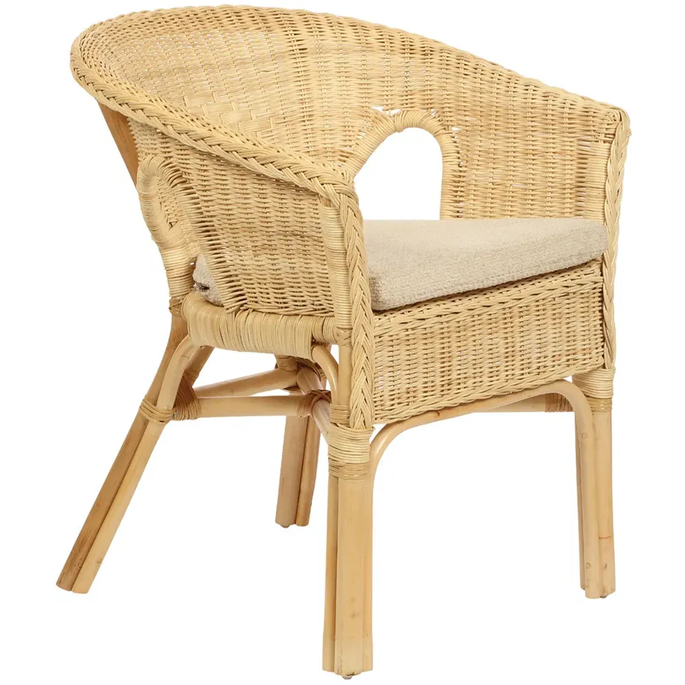Wicker Loom Chair with Cushion - Cream, Rattan