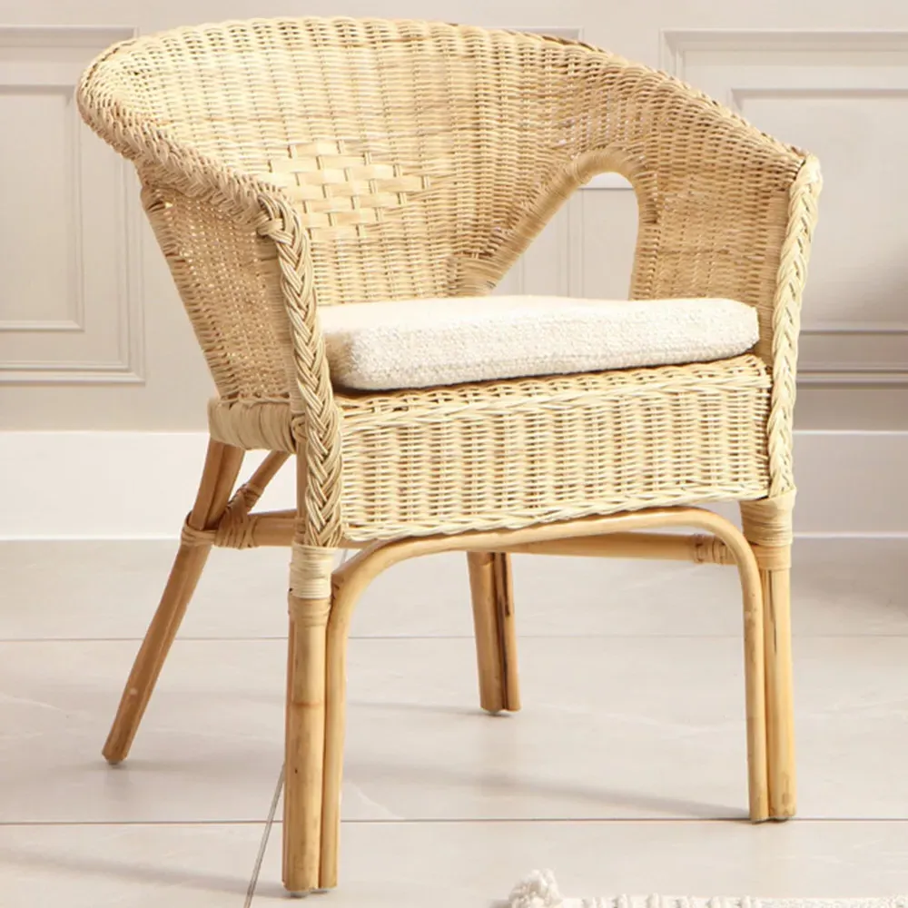 Wicker Loom Chair with Cushion - Cream, Rattan