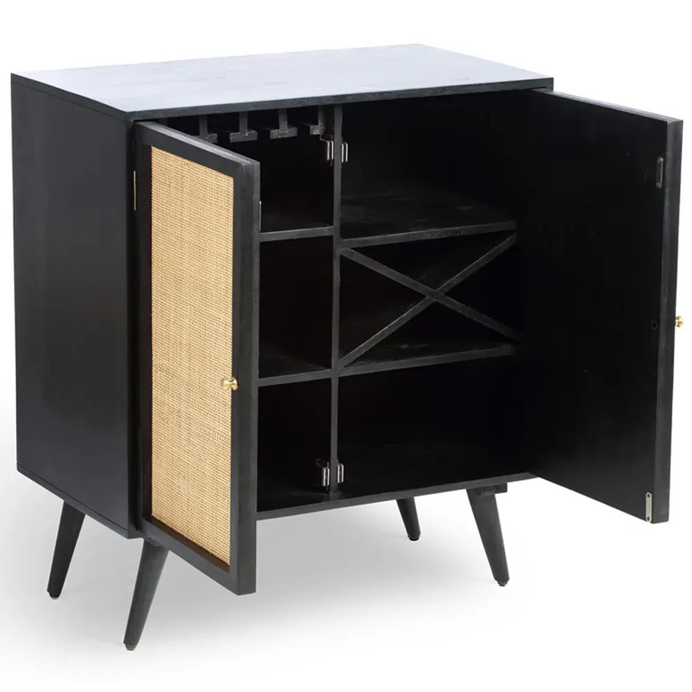 Manhattan 2 Door Wine Cabinet - Black, Mango Wood