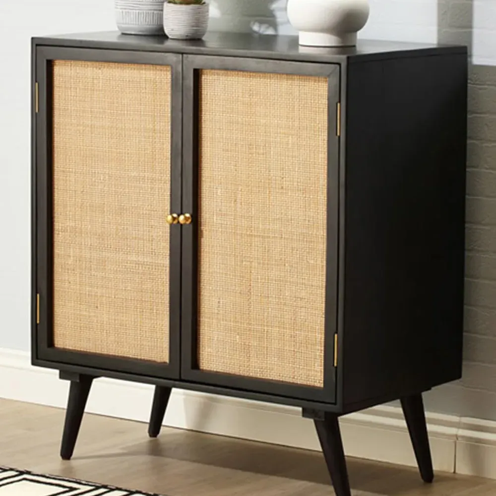 Manhattan 2 Door Wine Cabinet - Black, Mango Wood